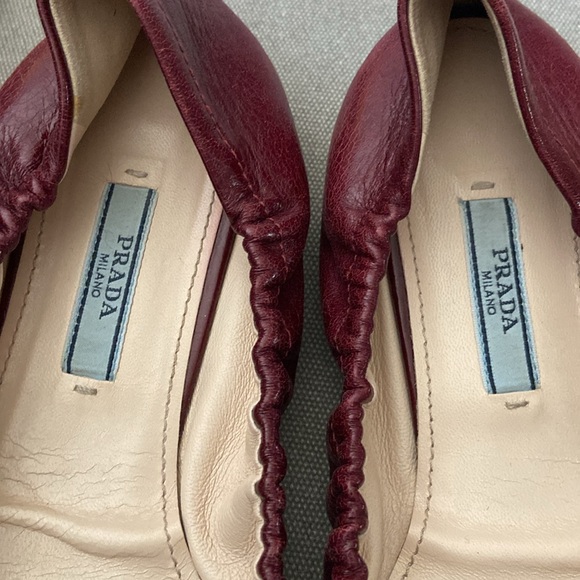 PRADA Burgundy/Black Colorblock Ballerina Flats sz 39 - Picture 5 of 7